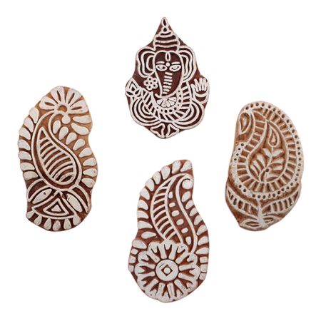 Set of 4 Piece New Mix Wooden Printing Block